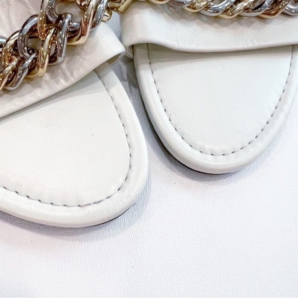 ZARA Flat Leather Slide Sandals with Gold/Silver Chain Size 40 NEW NWT - Picture 5 of 7